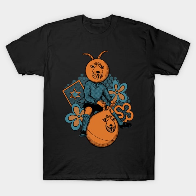 Space Hopper Big Head Technicolor T-Shirt by RGB Ginger